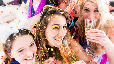 People on party drinking champagne